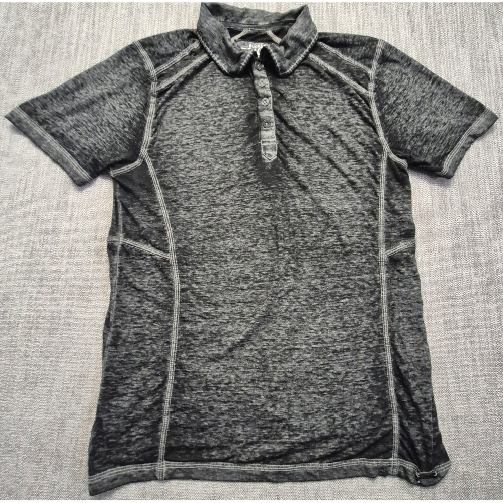 Buckle Black men's gray heathered polo short shirt Large slim fit short sleeve